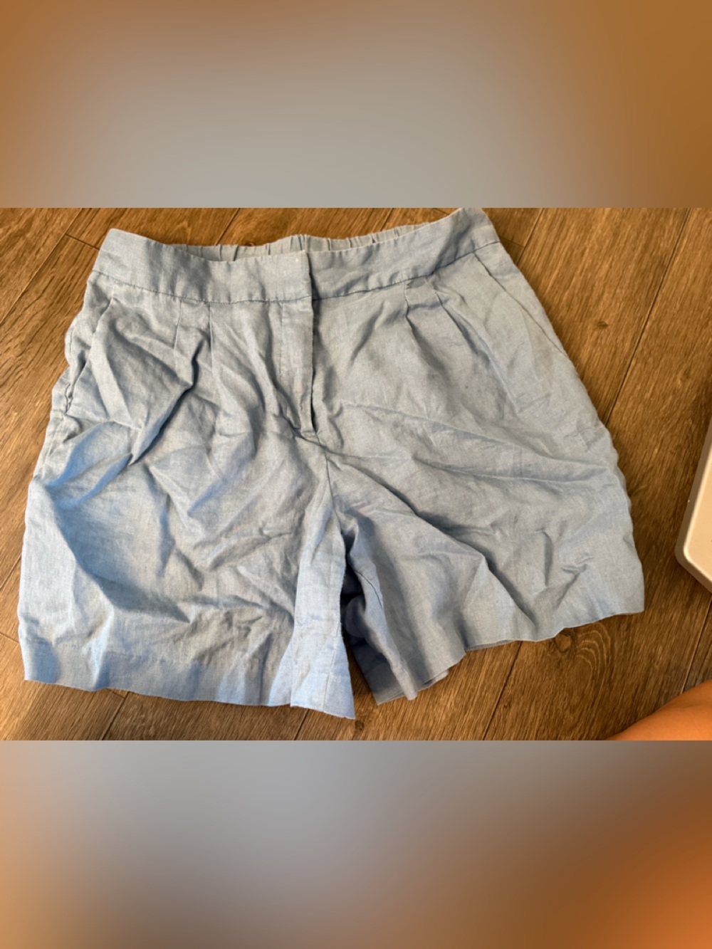 Vince Camuto Light Blue Linen-Blend Skirted Shorts